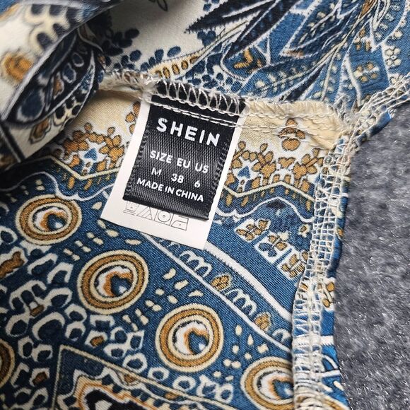 Shein Multicolored tie up Top With V Neck And Tie In Front Women’s Size M - Picture 2 of 6